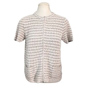 KASH ITALY Cotton Knit Cardigan Sweater Double Zipper Short Sleeve 42 EUR Luxury